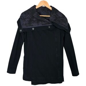 Lululemon Women's Savasana Black Asymmetric Snap Front Yoga Wrap Jacket 6